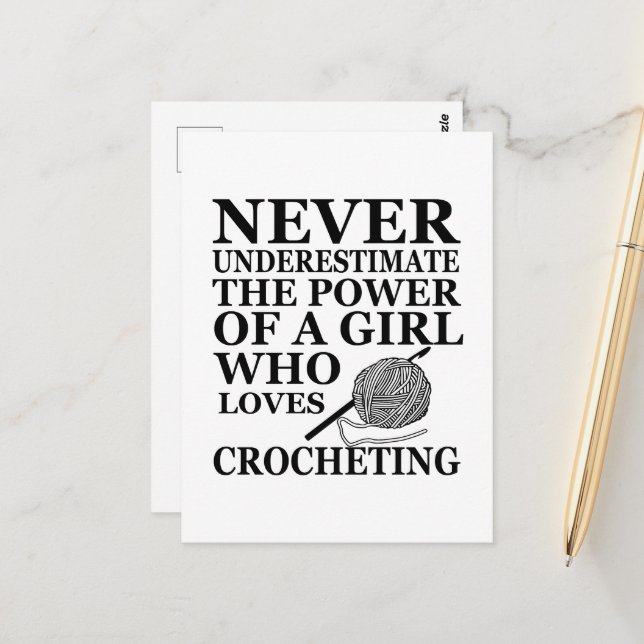 Funny crochet quotes crocheters gift postcard (Front/Back In Situ)