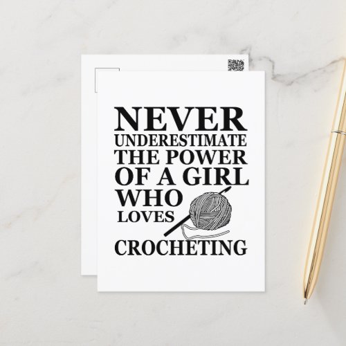 funny crochet quotes postcard