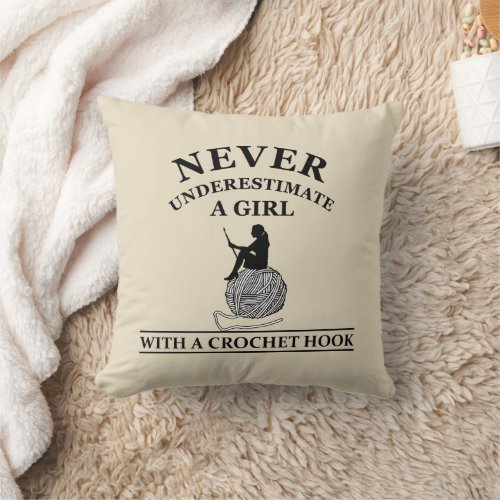 funny crochet quotes throw pillow