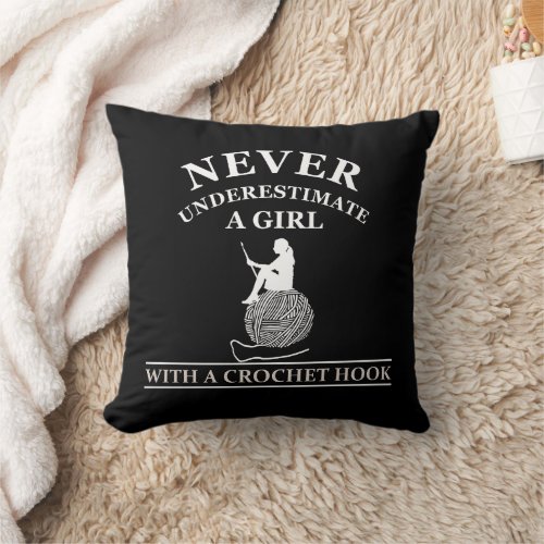 funny crochet quotes throw pillow
