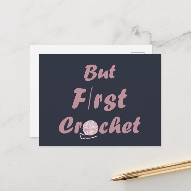 Funny crochet saying knitting quote holiday postcard (Front/Back In Situ)
