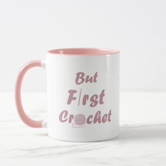 Funny crochet saying knitting quote mug (Left)