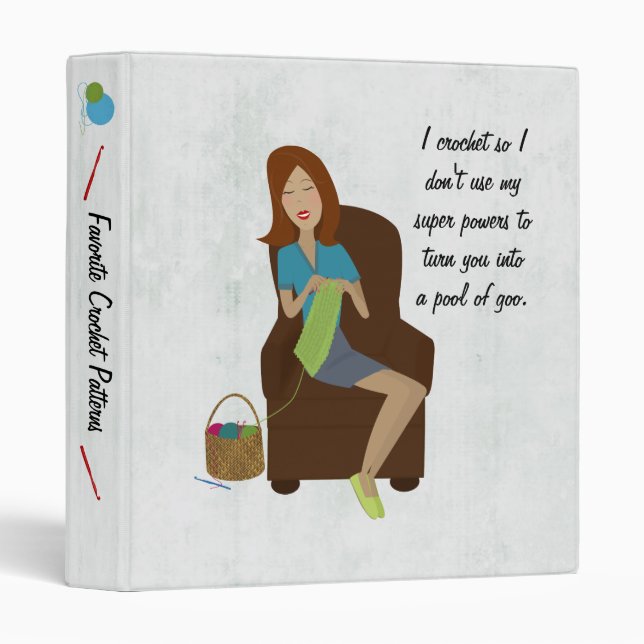 Funny Crochet Themed Binder (Front/Spine)