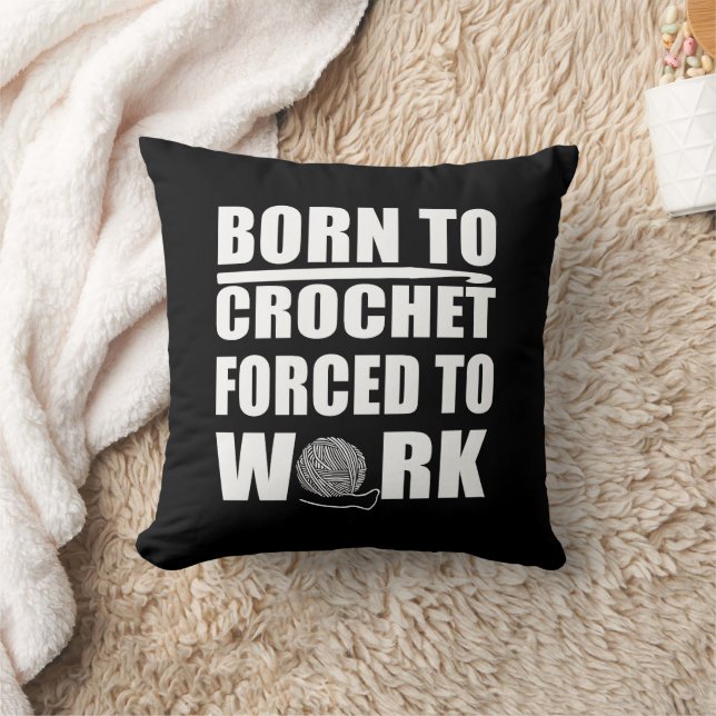 funny crocheters quote crochet gift throw pillow (Blanket)