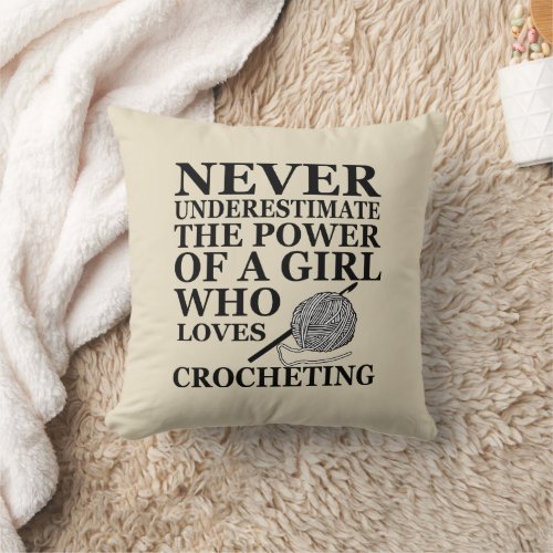 funny crocheting quote throw pillow