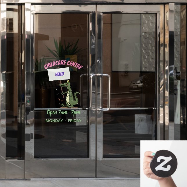 Funny crocodile aligator with sign cartoon (Office Door)