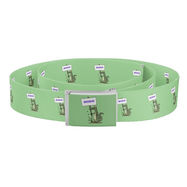 Funny crocodile aligator with sign cartoon belt (Coil)
