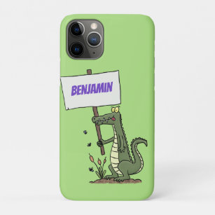 Funny crocodile aligator with sign cartoon iPhone 11 pro case