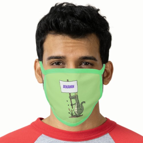 Funny crocodile aligator with sign cartoon face mask