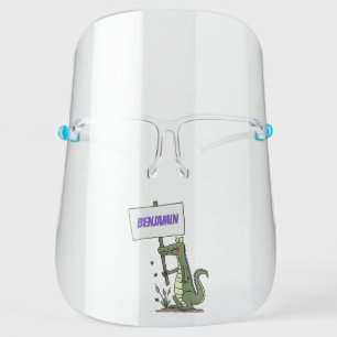 Funny crocodile aligator with sign cartoon face shield
