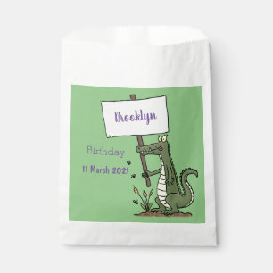 Funny crocodile aligator with sign cartoon favor bag