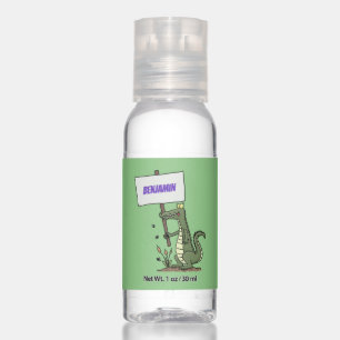 Funny crocodile aligator with sign cartoon hand sanitizer