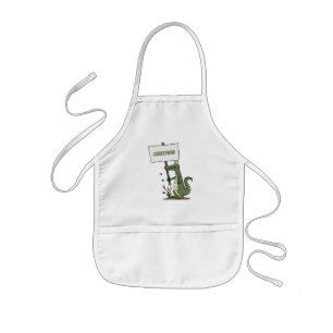 Funny crocodile aligator with sign cartoon kids' apron