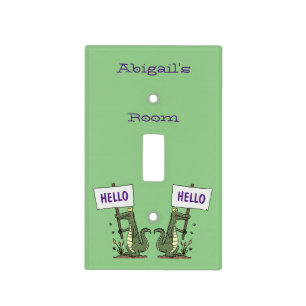 Funny crocodile aligator with sign cartoon light switch cover