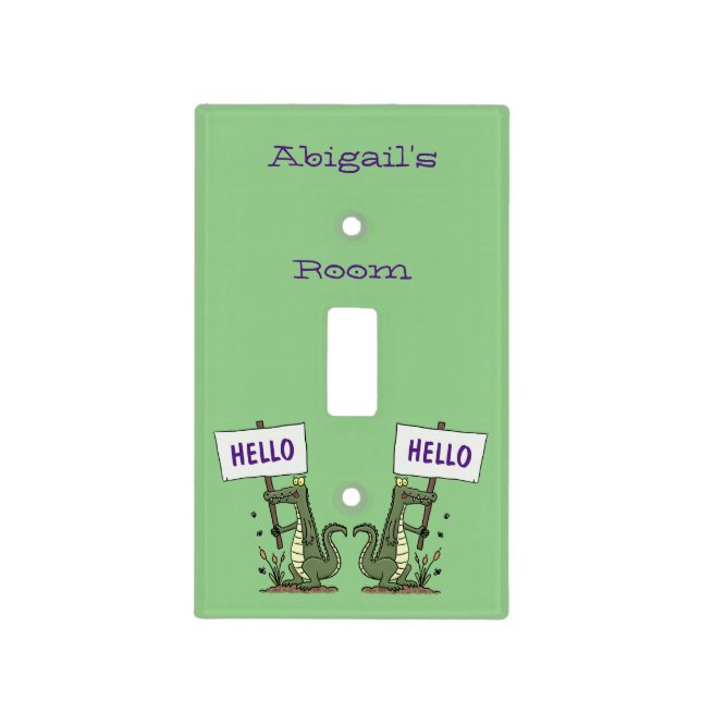 Funny crocodile aligator with sign cartoon light switch cover (Front)