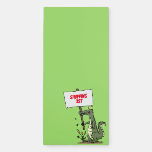 Funny crocodile aligator with sign cartoon magnetic notepad