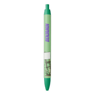 Funny crocodile aligator with sign cartoon pen