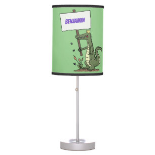 Funny crocodile aligator with sign cartoon table lamp