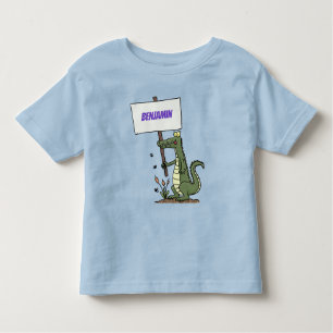 Funny crocodile aligator with sign cartoon toddler t-shirt