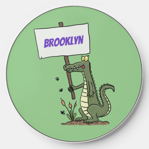 Funny crocodile aligator with sign cartoon wireless charger 