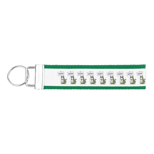 Funny crocodile aligator with sign cartoon wrist keychain (Keys on Left)