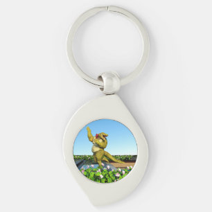 Funny Crocodile Champagne Pool Party Art Keychain