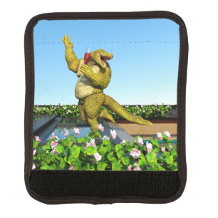 Funny Crocodile Champagne Pool Party Art Luggage Handle Wrap