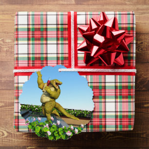 Funny Crocodile Champagne Pool Party Art Ornament Card