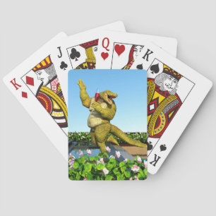 Funny Crocodile Champagne Pool Party Art Poker Cards