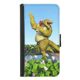 Funny Crocodile Champagne Pool Party Art Samsung Galaxy S5 Wallet Case