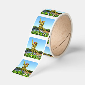 Funny Crocodile Drinking Champagne Square Sticker