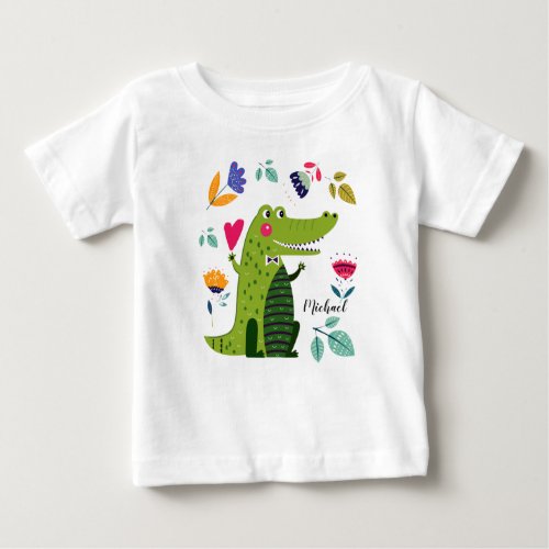 Funny Crocodile Gift Custom Name Baby T_Shirt