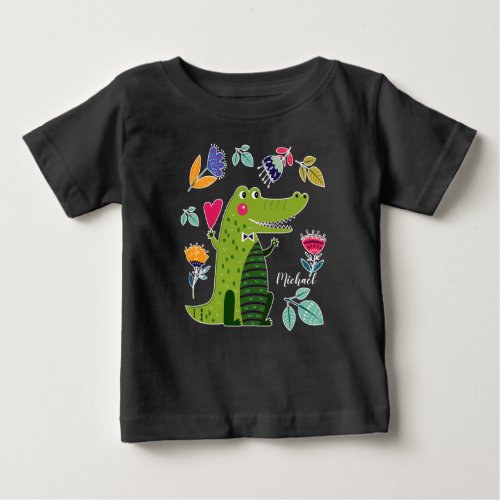 Funny Crocodile Gift Custom Name Baby T_Shirt