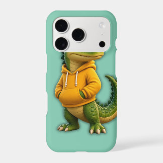 Funny Crocodile in Yellow Hoodie Mint Green Phone iPhone 17 Pro Case