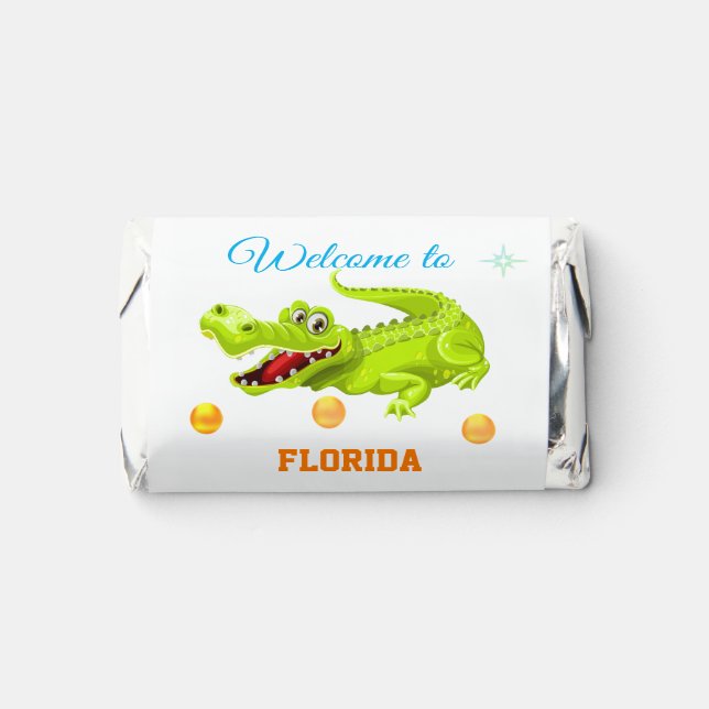 Funny Crocodile & Oranges on White Hershey's Miniatures (Front)
