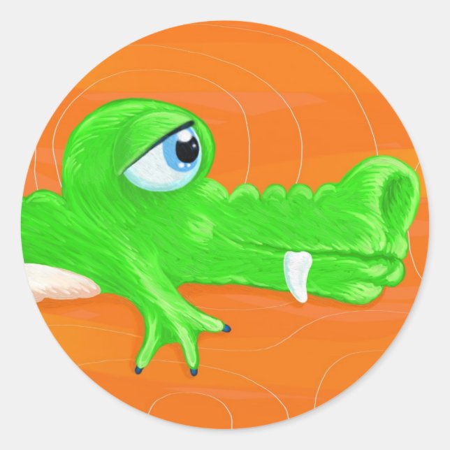 Funny crocodile painting, sticker (Front)