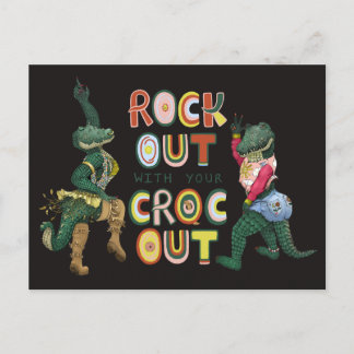 Funny Crocodile Pun Rock Out With Your Croc Out Postcard