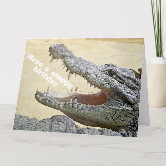 Funny Crocodile Reptile - Happy Snappy Birthday Card (Front)