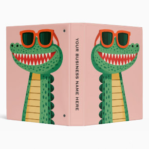 Funny Crocodile Sunglasses Cute Cartoon Animal 3 Ring Binder