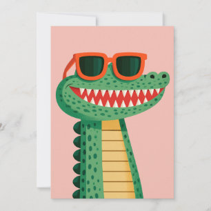 Funny Crocodile Sunglasses Cute Cartoon Animal Holiday Card