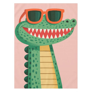 Funny Crocodile Sunglasses Cute Cartoon Animal Tablecloth