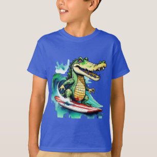 Funny crocodile surfing T-Shirt