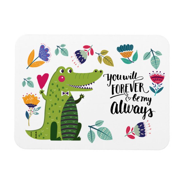 Funny Crocodile Valentine's Day Gift Magnet (Horizontal)