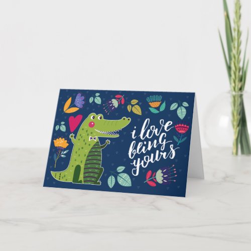 Funny Crocodile Valentines Day  Holiday Card