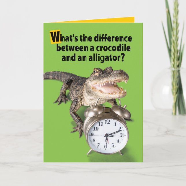 Funny Crocodile Verses Alligator See You Soon Card (Front)
