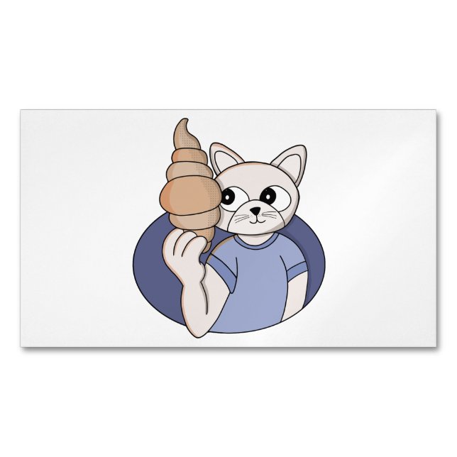 Funny Croissant Cat Business Card Magnet (Front)