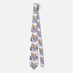 Funny Croissant Cat Neck Tie