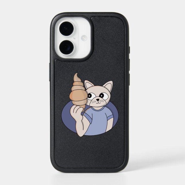 Funny Croissant Cat Otterbox iPhone Case (Back)