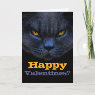 Funny Cross Cat Happy Valentines? Anti Valentine Holiday Card