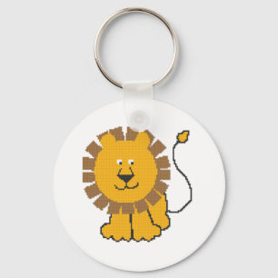 Funny cross-stitch cartoon Lion Keychain
